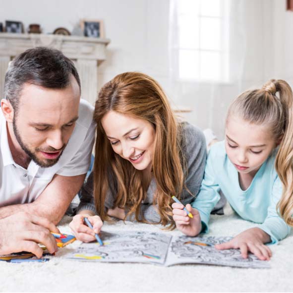 Family coloring on the floor