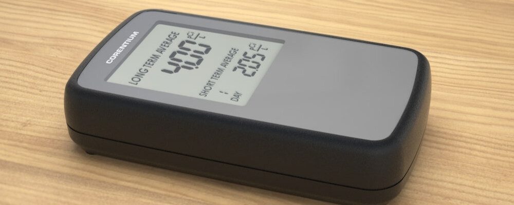 digital radon testing device on table